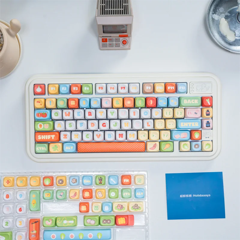 Instant Noodle PBT Keycaps,135 Keys Custom MOA Profile Dye Sublimation GMK Doubleshot Keycaps For MX Mechanical Keyboard