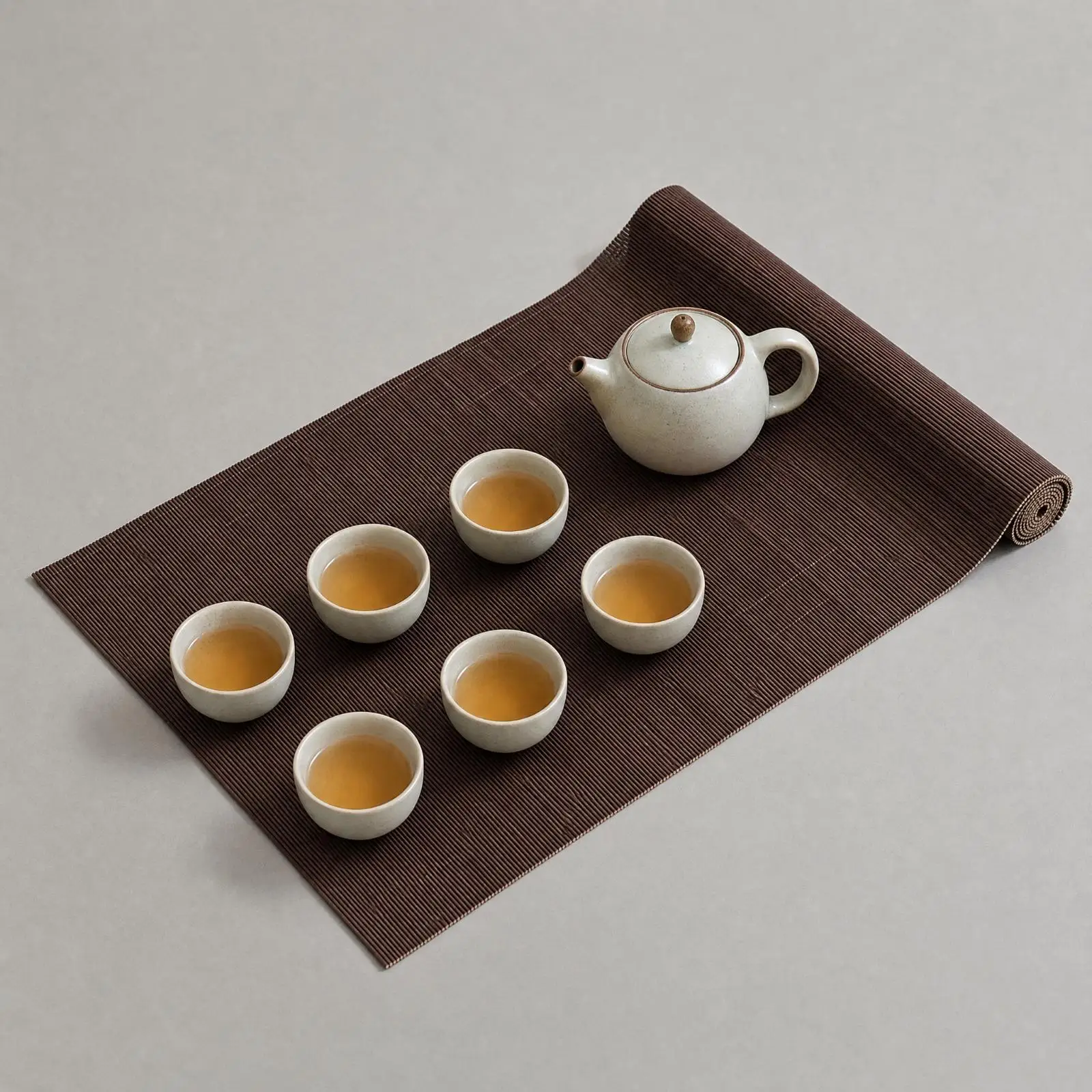 Woven Bamboo Placemat for Dining Table Tea Ritual Dark Brown Finish Mat
