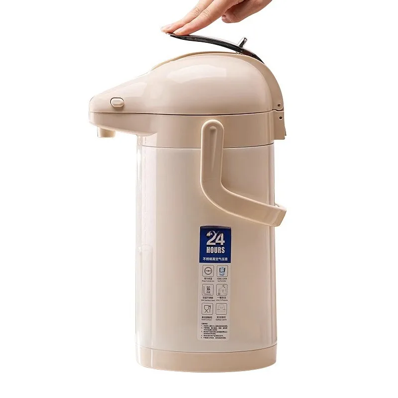 Stainless steel inner tank pneumatic thermal insulation pot, large-capacity portable press-out hot water bottle
