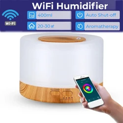 Smart WiFi Aromaterapia Difusor De Óleo Essencial, Umidificador De Ar, Conecte-se com Tuya, Alexa, Google Home, 7 Cores LED, 500ml