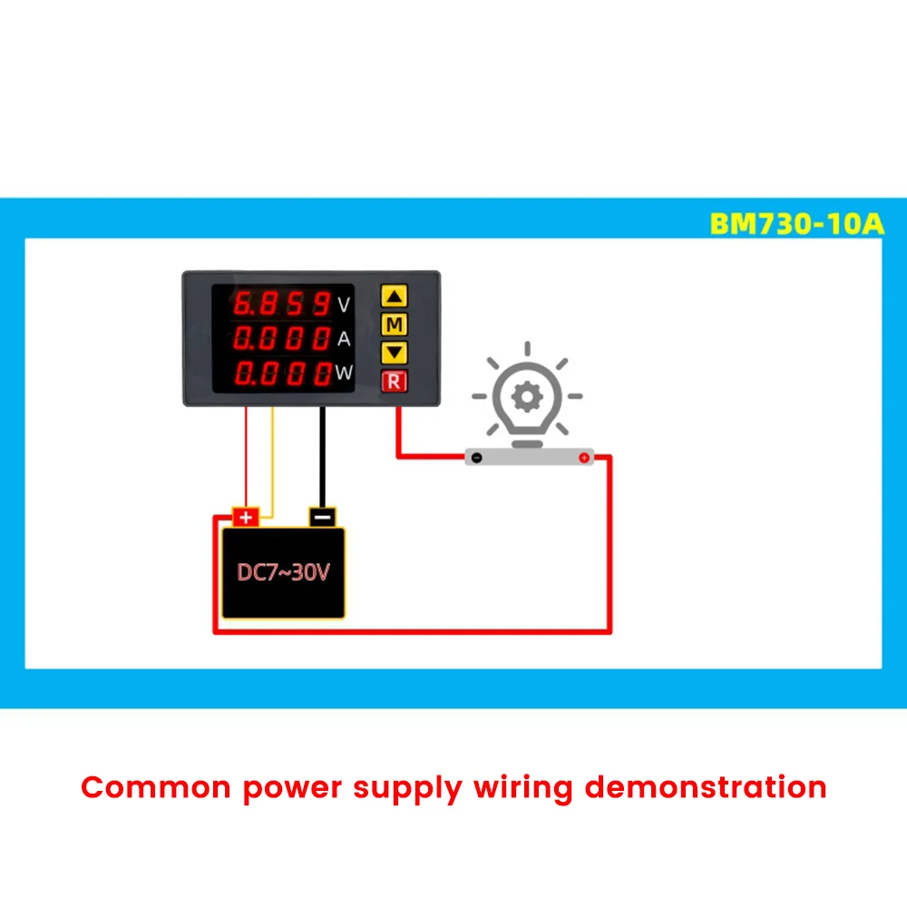 Imagem -03 - Voltímetro e Amperímetro Digital Medidor de Potência e Energia Detector de Tensão Monitor Atual Bm730 dc 0100v 10a 1000w