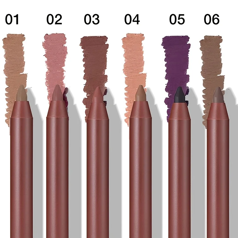 6-kolorowa matowa konturówka do ust, wodoodporna matowa konturówka do ust, łatwa do nałożenia, długotrwała nieprzywierająca miseczka, odpowiednia dla wszystkich rodzajów skóry