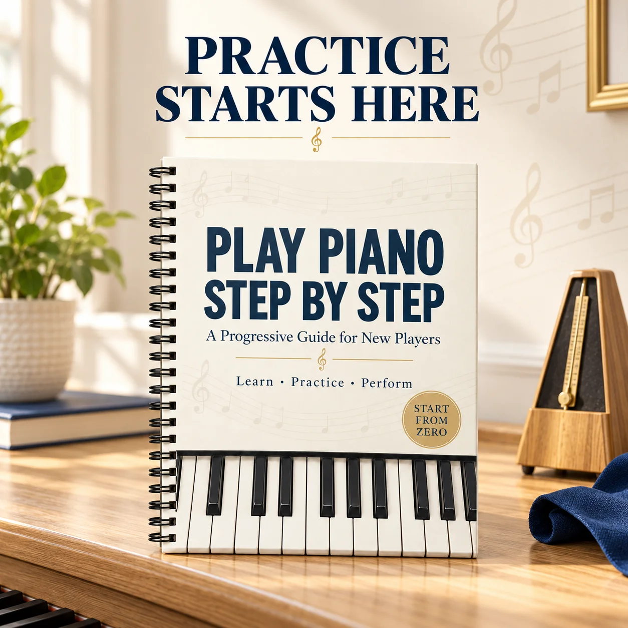 Piano Learning Book for Beginners, Step by Step Piano Guide, Music Practice Workbook, A5 Spiral Bound Book