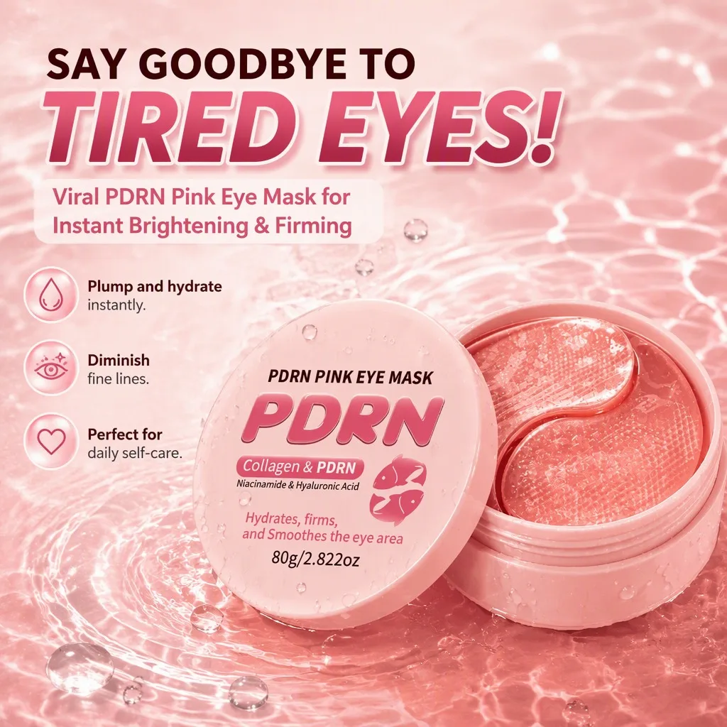 Dark Circles & Puffy Eyes? Collagen PDRN Pink Eye Patches – Slip Resistant Under Eye Area Rejuvenation Korean Skincare Serum