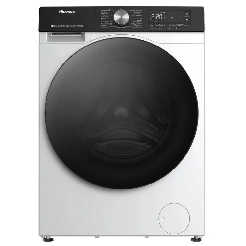 REEMBALADO: LAVA E SECA 11KG HISENSE WD3S11 COM 11 PROGRAMAS DE LAVAGEM, STEAM, WI-FI BRANCA