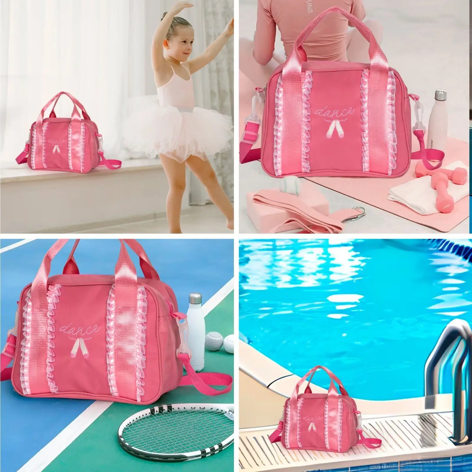 Girls Dance Bag, Toddler Ballet Shoulder Bag, Ballet Kids Pink Crossbody Small Bag, Pink Handbag