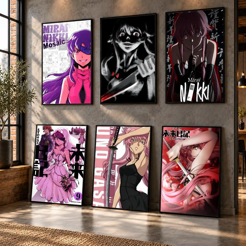 Anime Mirai Nikki Future Diary Horror Poster  PP Self Adhesive Home Garage Dorm Bar Wall Decor Aesthetic Retro Gift