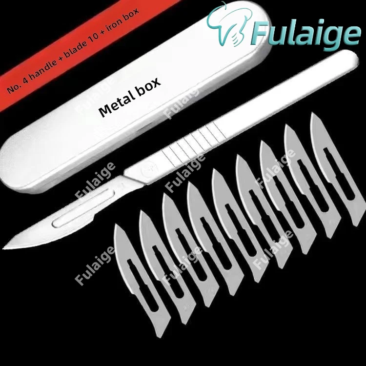 Dental Surgical Scalpel Handle No.3/4 with Blades No.11/23 Stainless Steel Carbon Steel Dissection Cutting Tool for Oral Surgery