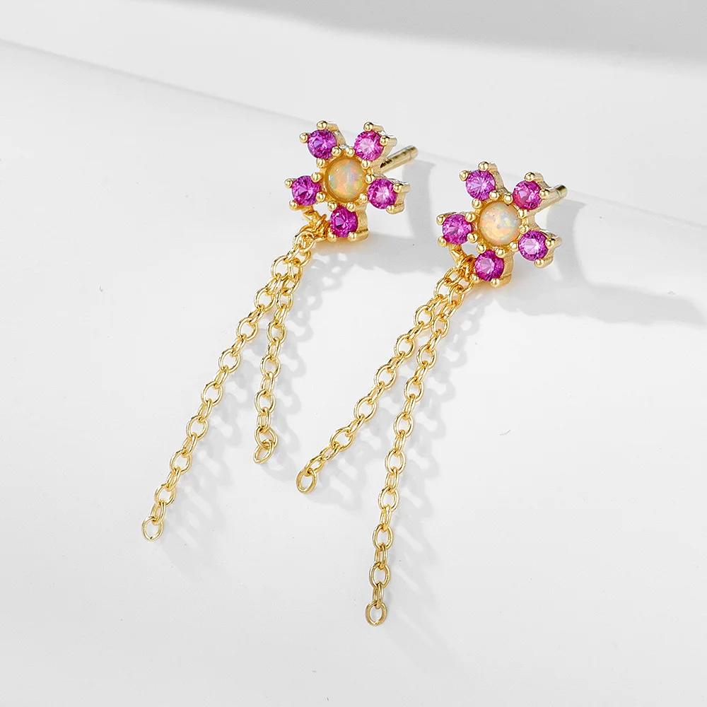 

Withered S925 Sterling Silver Diamond Studded Chain Tassel Earrings Earrings Earrings Women's Earrings Ear Cuffs