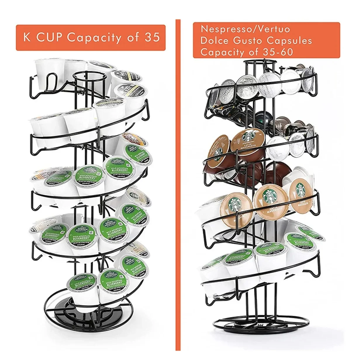 Multifunctional Rotatable Nespresso Coffee Capsule Pod Holder Storage Egg Tower Stand Shelves Dolce Gusto Display Rack