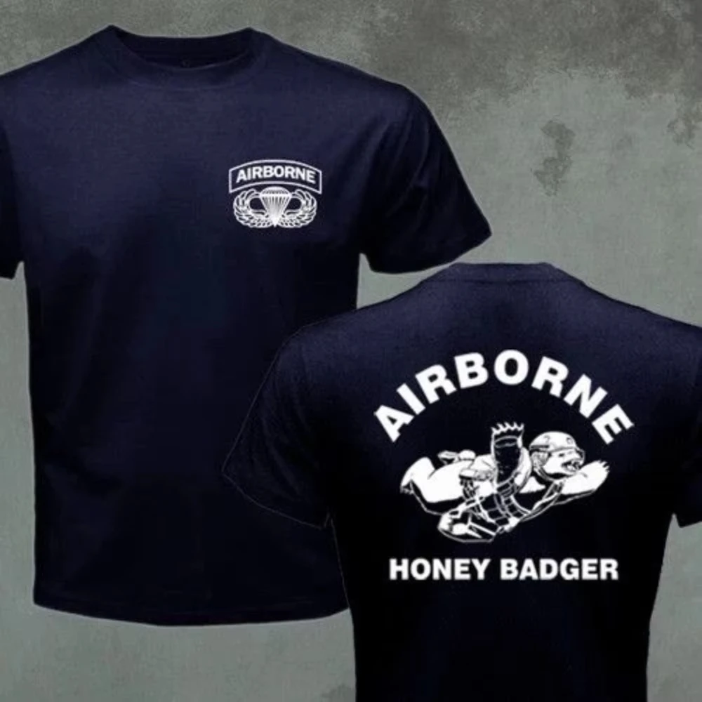 Summer 2026 New style Honey Badger Airborne Paratrooper Army J Special Forces Honey jar print outer cotton short-sleeved T-shirt