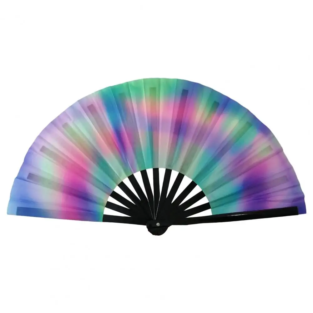 Bamboo Ribs Folding Fan Colorful Holographic Rave Fan Hand Fan Decorative Gifts For Festival Dancing Party Decor Club Accessory