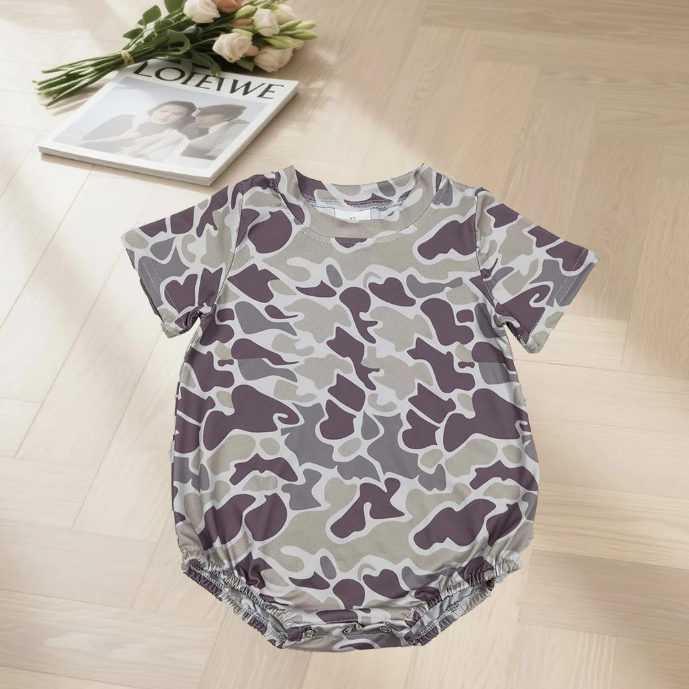 

11.27 Baby Boys Rompers Baby Boys Dark Grey Camo Short Sleeve Southern Rompers