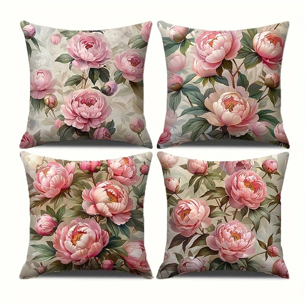 

Pink Peonies Adorn Pillow CoversSuitable for sofa car bedroom decorative cushion cover pillow cover