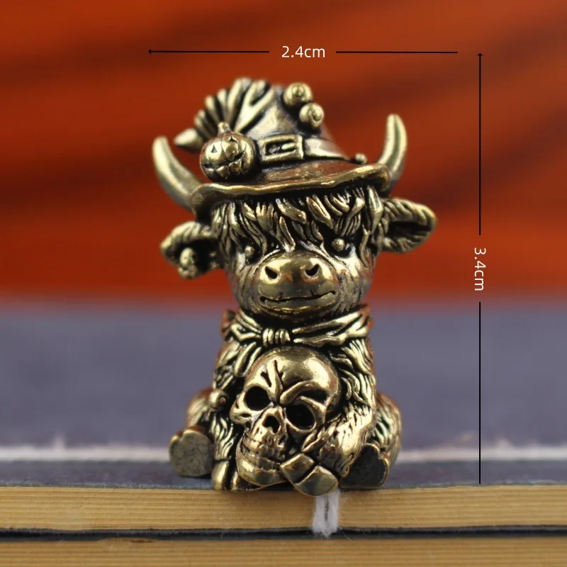 Vintage Messing Highland-Kuh-Figur Halloween Hexen-Zauberer-Statue Miniatur-Tierskulptur Multi-Stil Niedliche Desktop-Heimdekoration – Detail 13