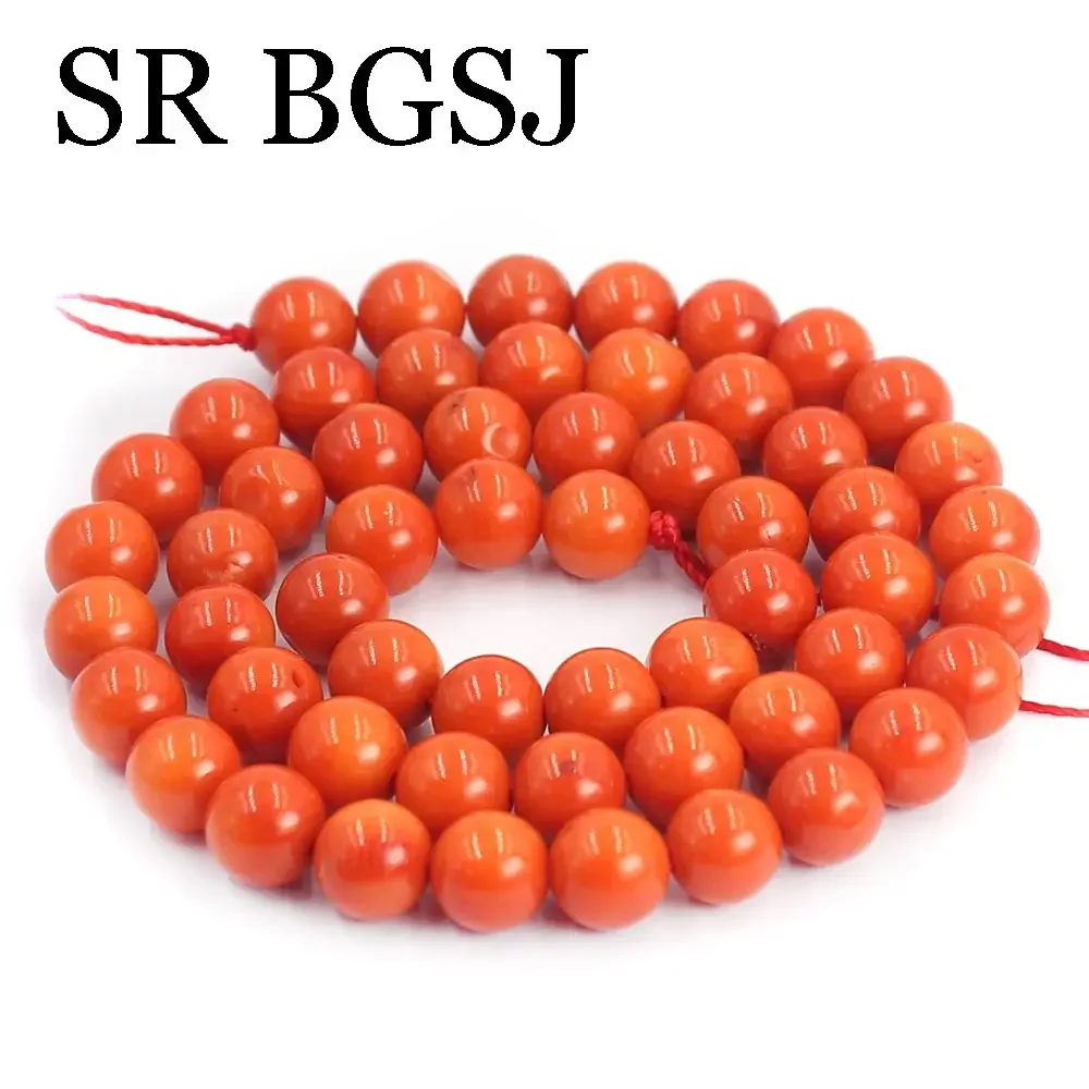 7mm Round Jewelry DIY Real Genuine Natural Orange Coral Beads Strand 15\