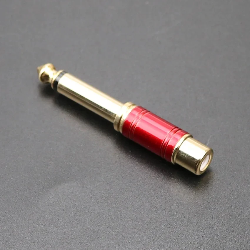 1Pcs 6.35mm Male To RCA Lotus Female Stereo Consonant Jack Adapter Headphone  Audio Transfer Head Connector Adapter