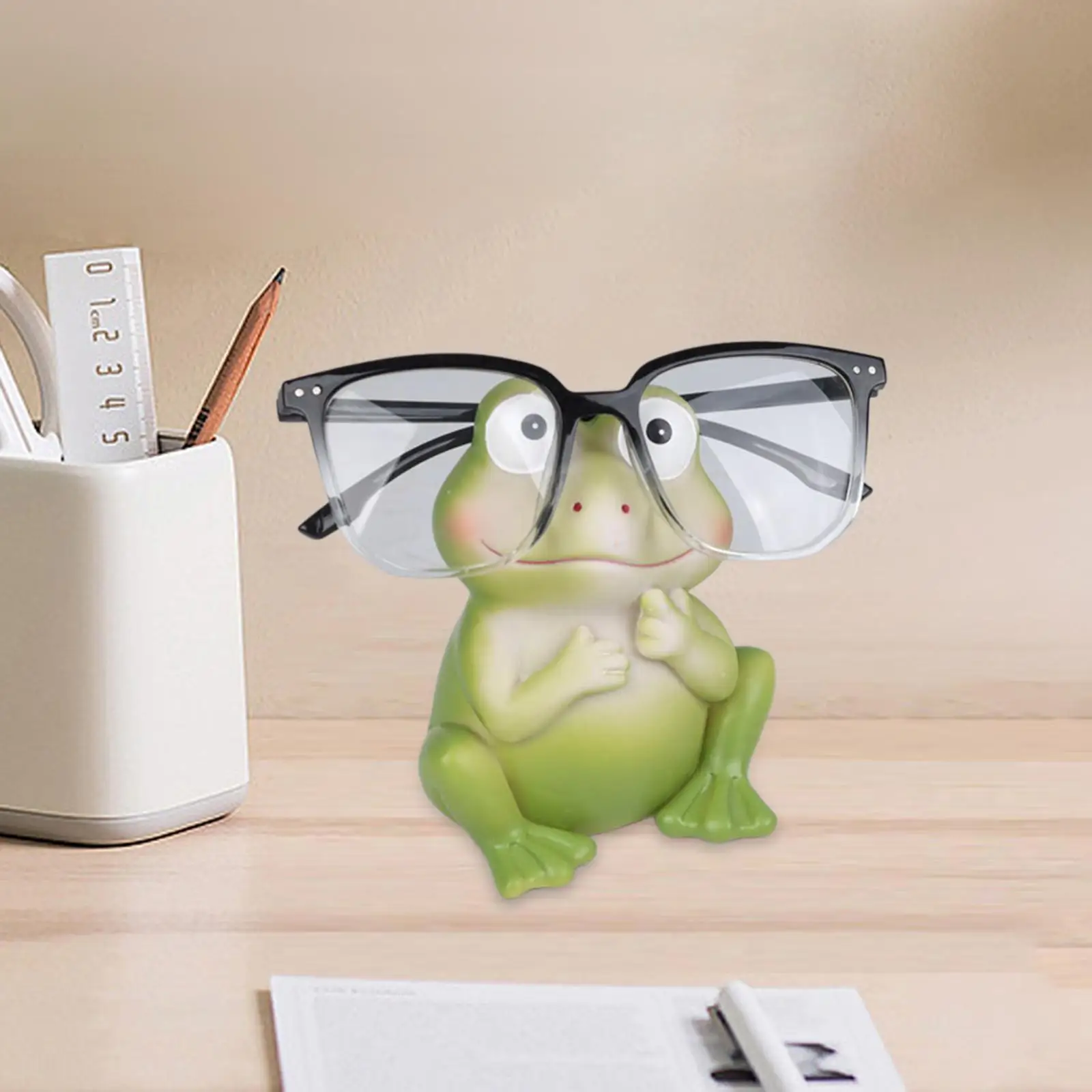 Frog Eyeglass Holder Display Decoration Fun for Adults Gift Resin for Bedside NightStand Home Office Desktop