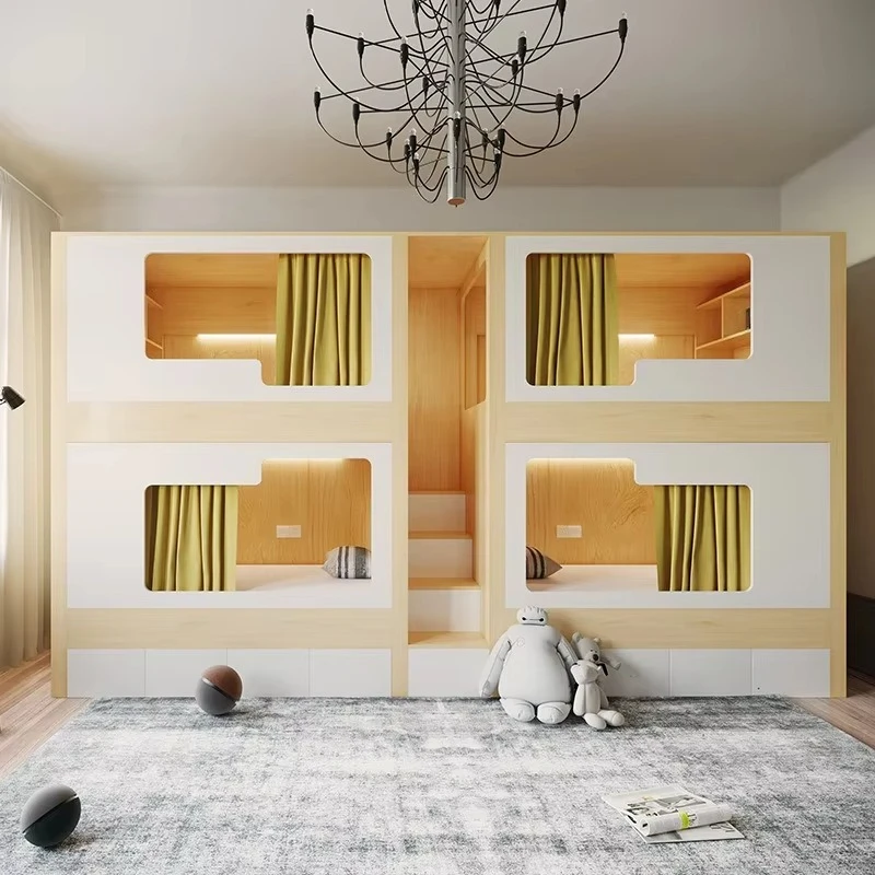 

Hotel Bed Wooden Bunk Bed Hostel Bedroom and Homestay