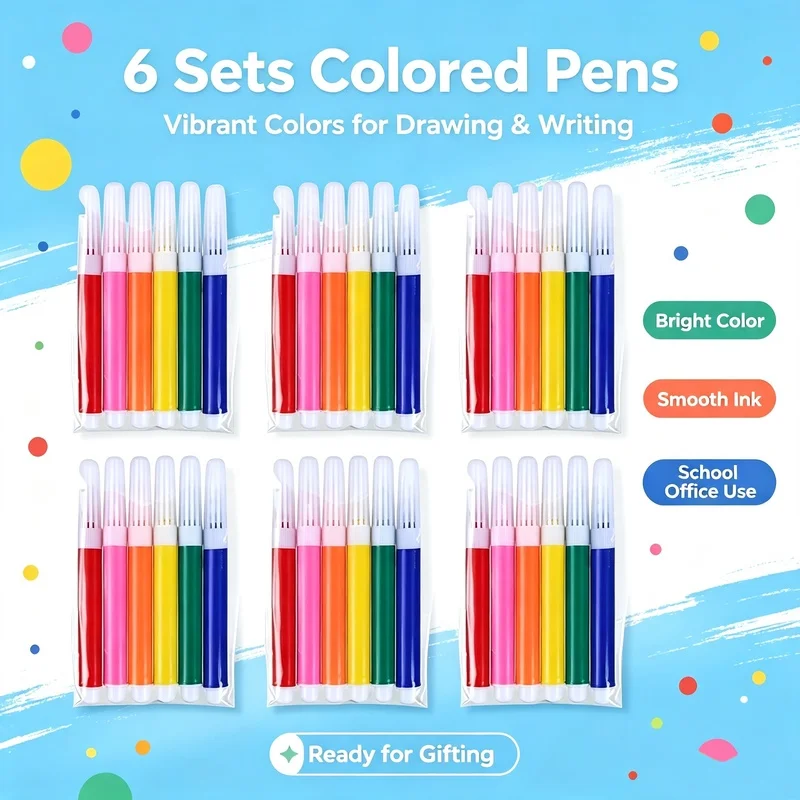 10/20/30Packs Mini Drawing Marker 6Color Watercolor Pens Stationery Accessories Suitable for Painting Art Classroom Supplies TMZ