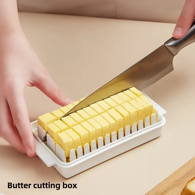 

Protable Solid Butter Cutting Storage Box kitchen accessories Refrigerator Fresh Keeping Box Breakfast Cheese Fresh-keeping Box