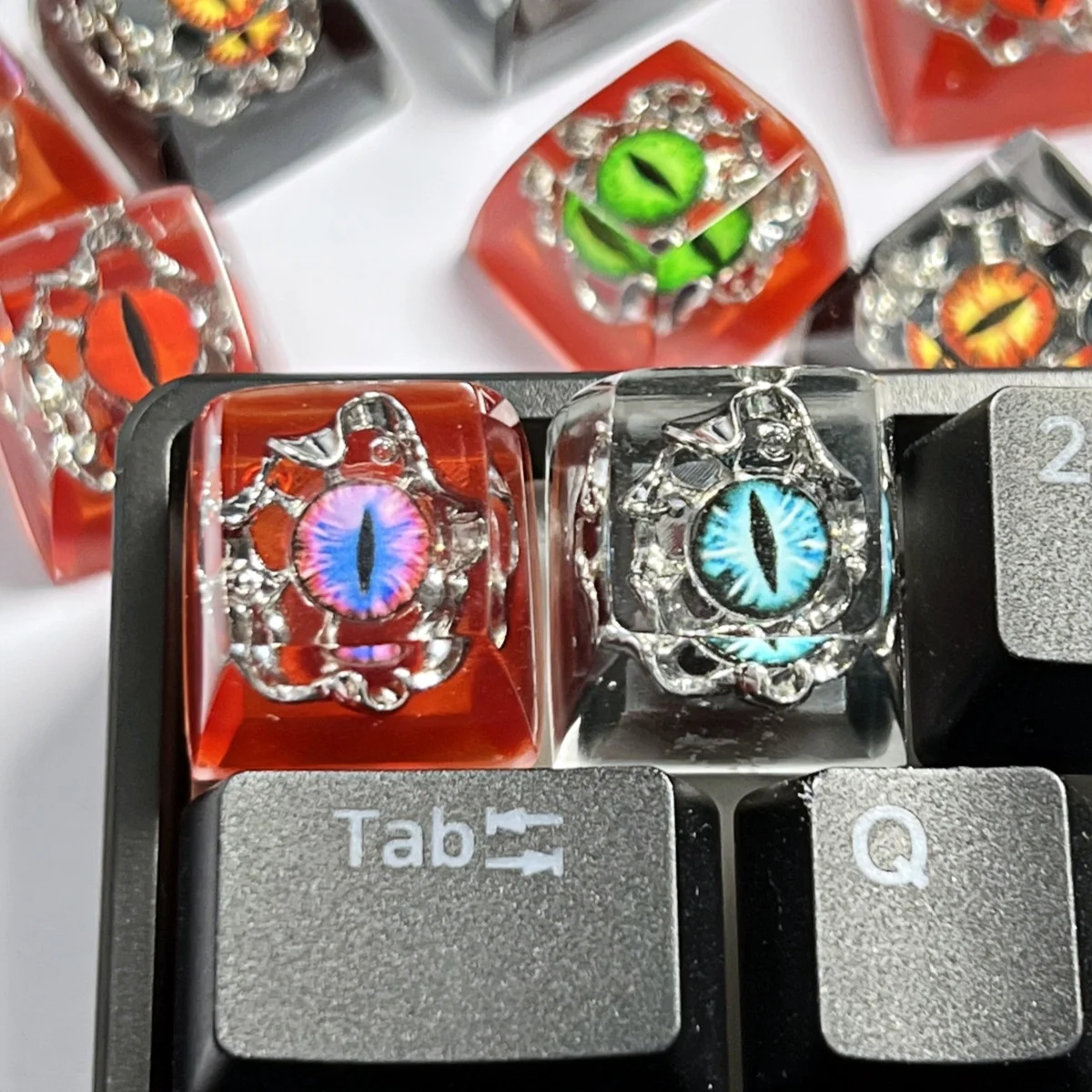 

Механическая клавиатура Evil Eyes DIY, полимерные колпачки для клавиш Artisan, индивидуальные красивые колпачки для клавиш с солнцем и луной/звездой, изготовленные на заказ колпачки для клавиатуры
