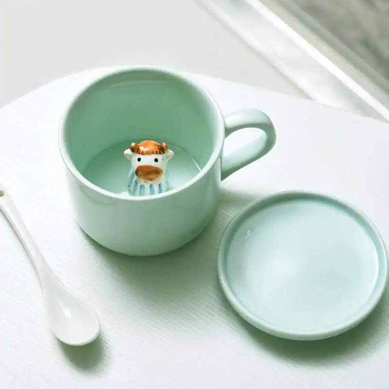 China 3D Animal Doll Ceramic Children Coffee Tea Mug Milk Cup