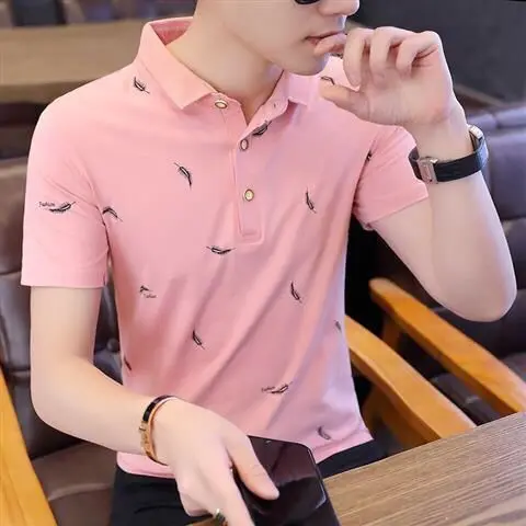 Latest Men's Short Sleeve Polo Shirt New Summer Trendy Collar Design Korean Slim Fit Top for Young Students