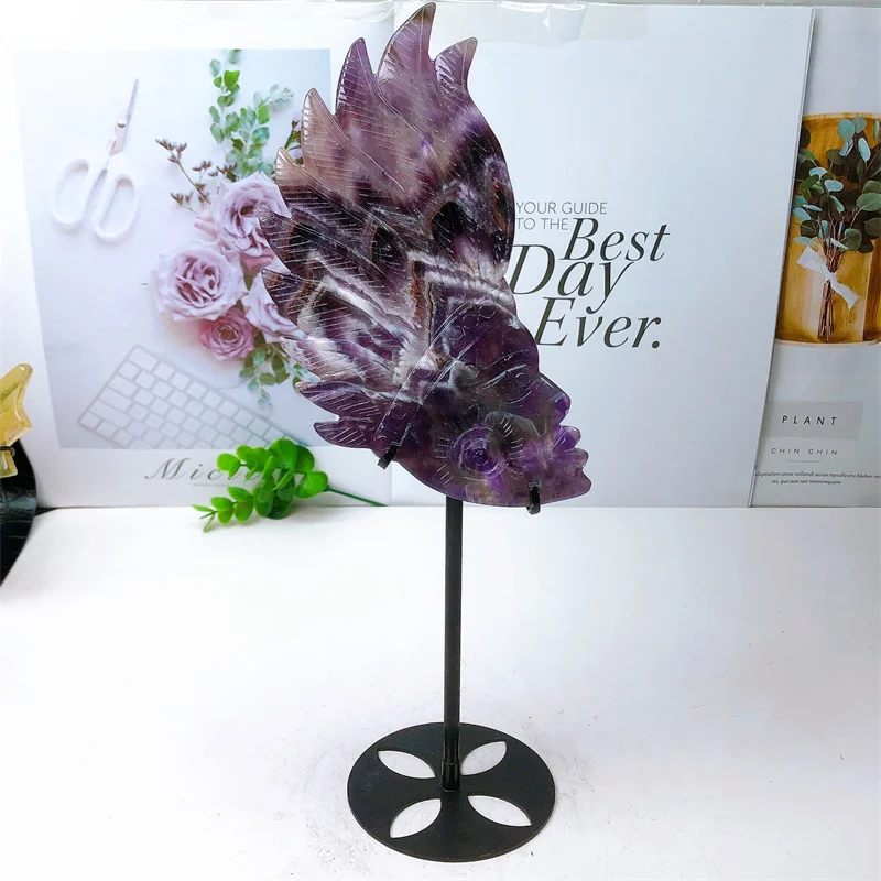 

Natural Dream Amethyst Indian Chief Crystal Stone Statues, Healing Gemstone Sculpture, Home Decoration Gift, 1Pc