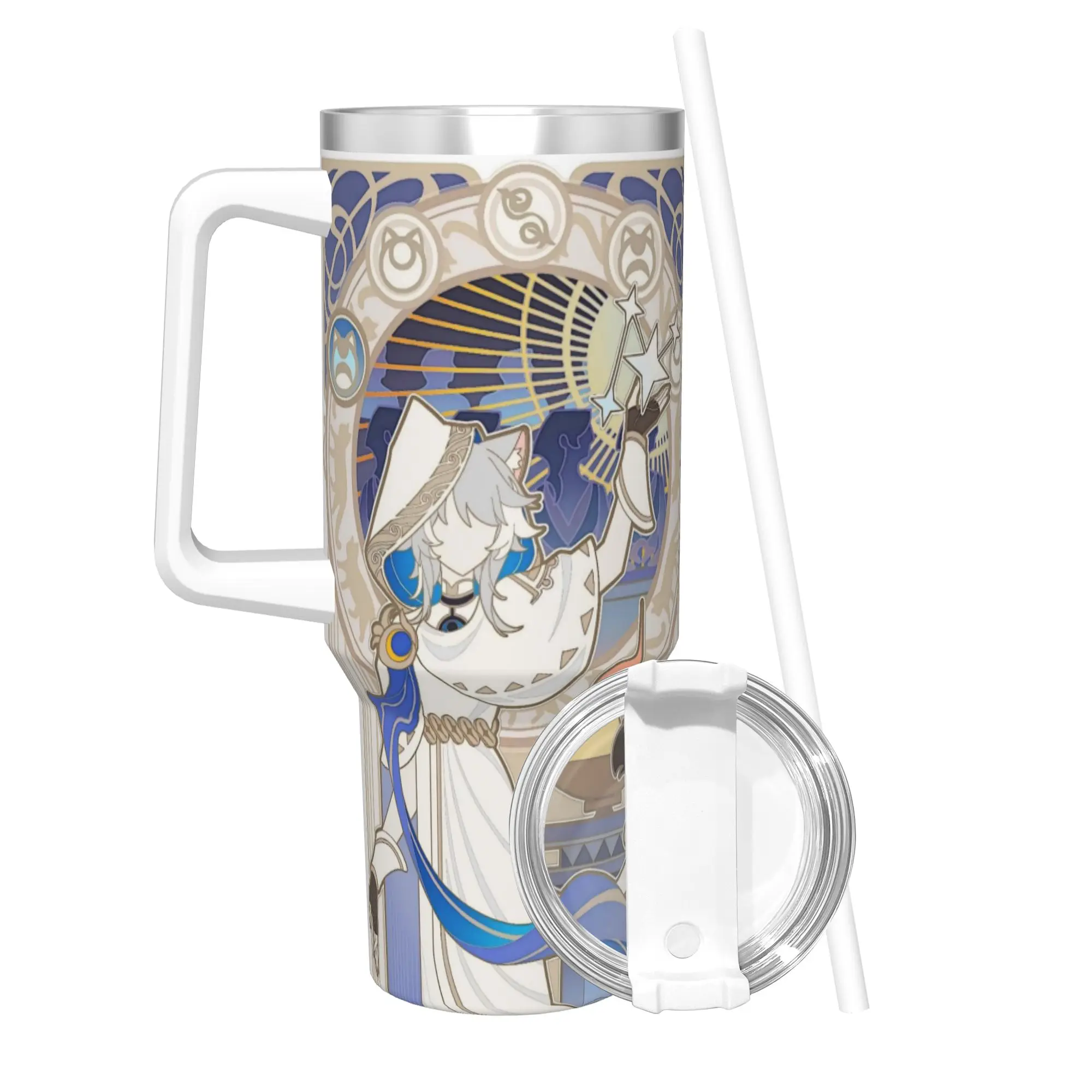 Honkai Star Rail Tumbler With Straw  Stainless Steel Travel Mugs Double Wall Vacuum Insulated for Cold Or Hot 40oz