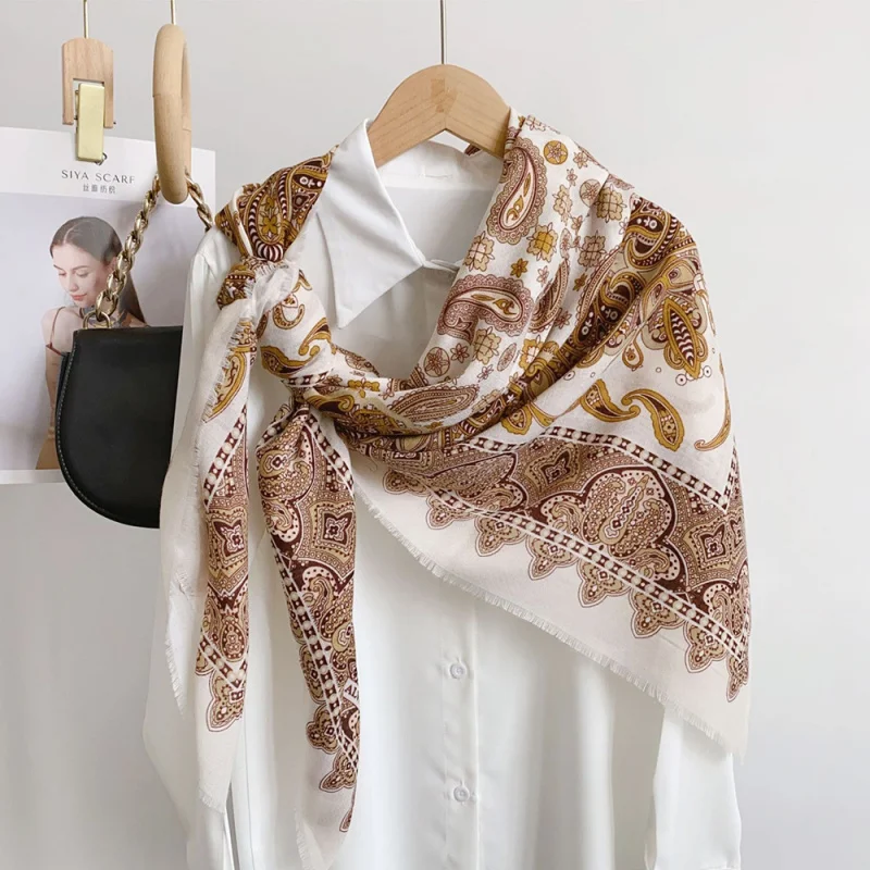 

European and American style court paisley pattern linen-cotton square scarf women130cmNew autumn and winter shawl, warm scar