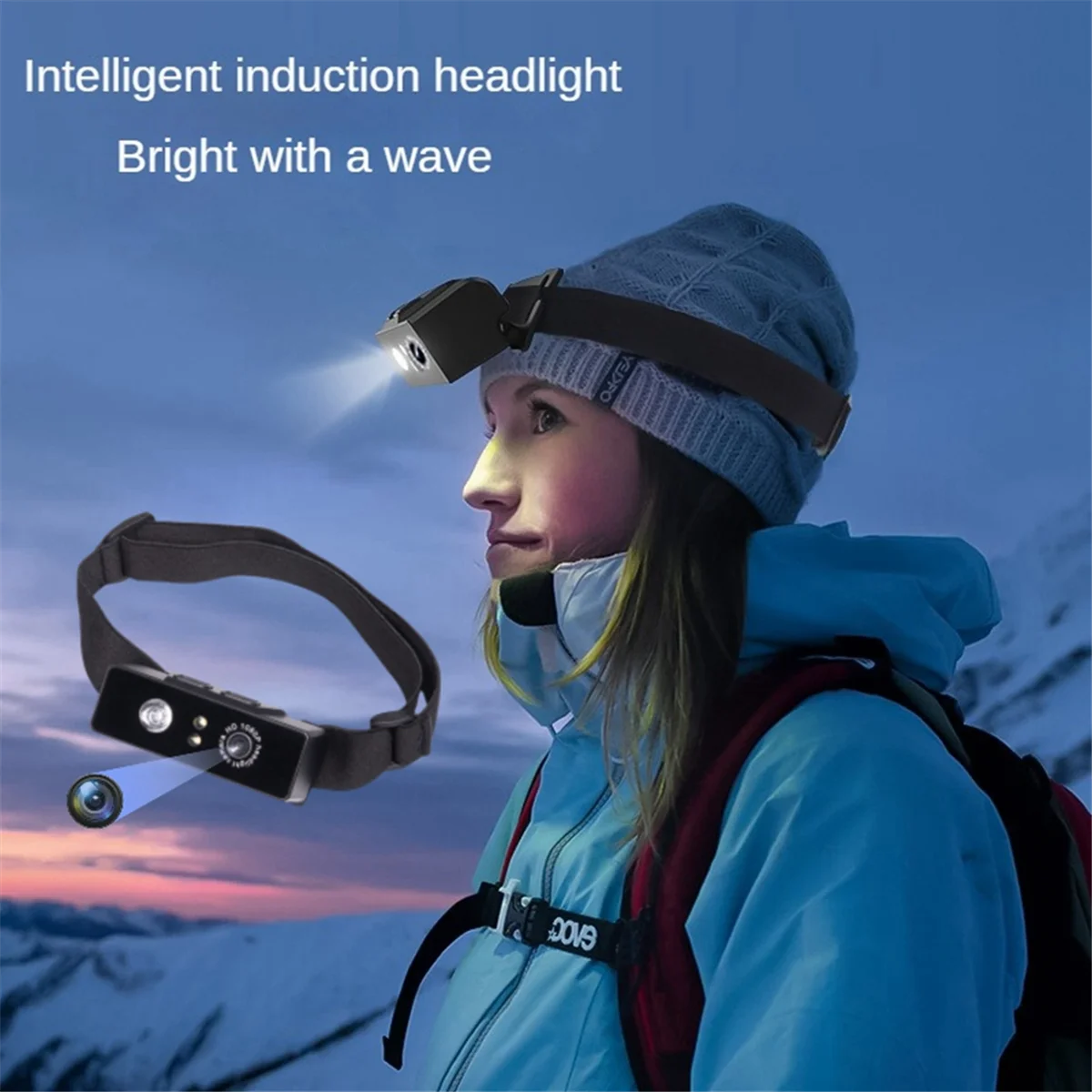 

B17CCC 1080P Action Cam Headlight Sports Camera Smart Sensing LED Headlamp Mini Camcorder Recorder Camera for Camping Cycling