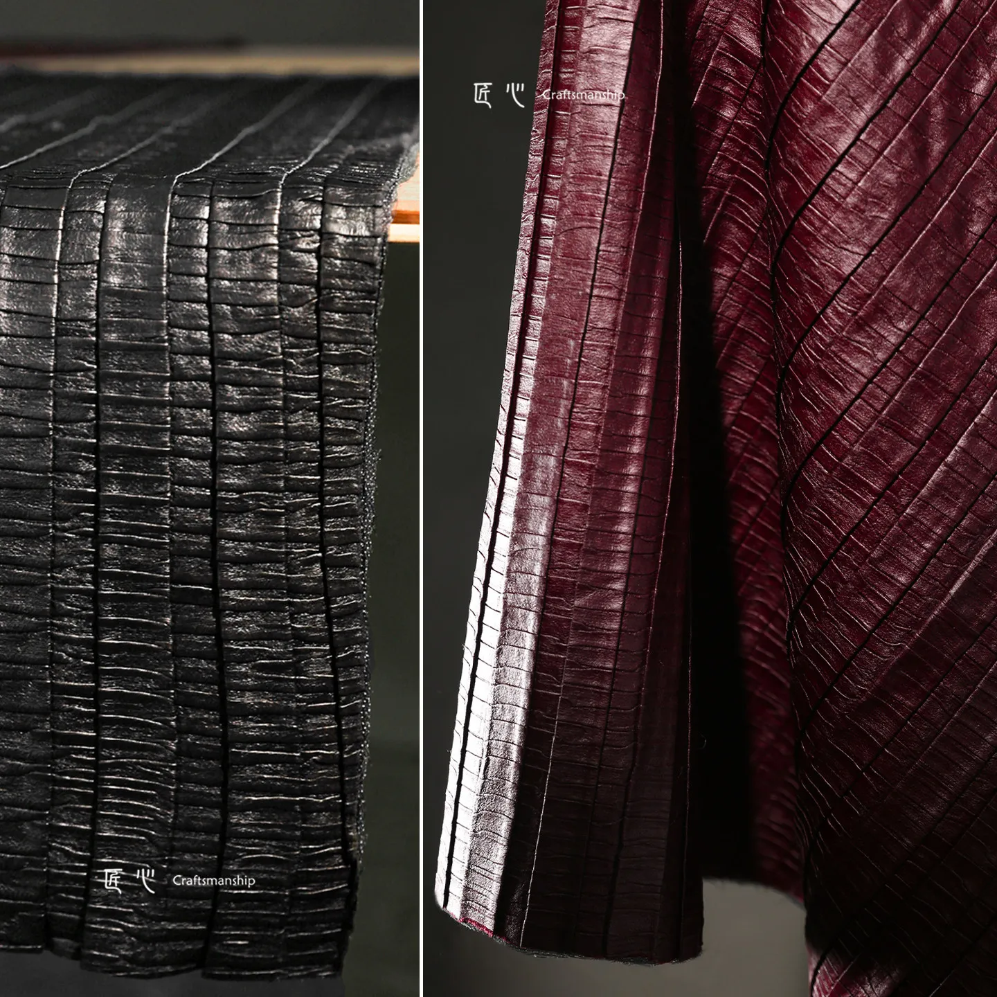 Kariertes, robustes gewebtes Leder mit dreidimensionaler Textur, Lederstoff für DIY-Handarbeiten, Taschen, Mäntel, Röcke, Kleidungsdesign. – Detail 2