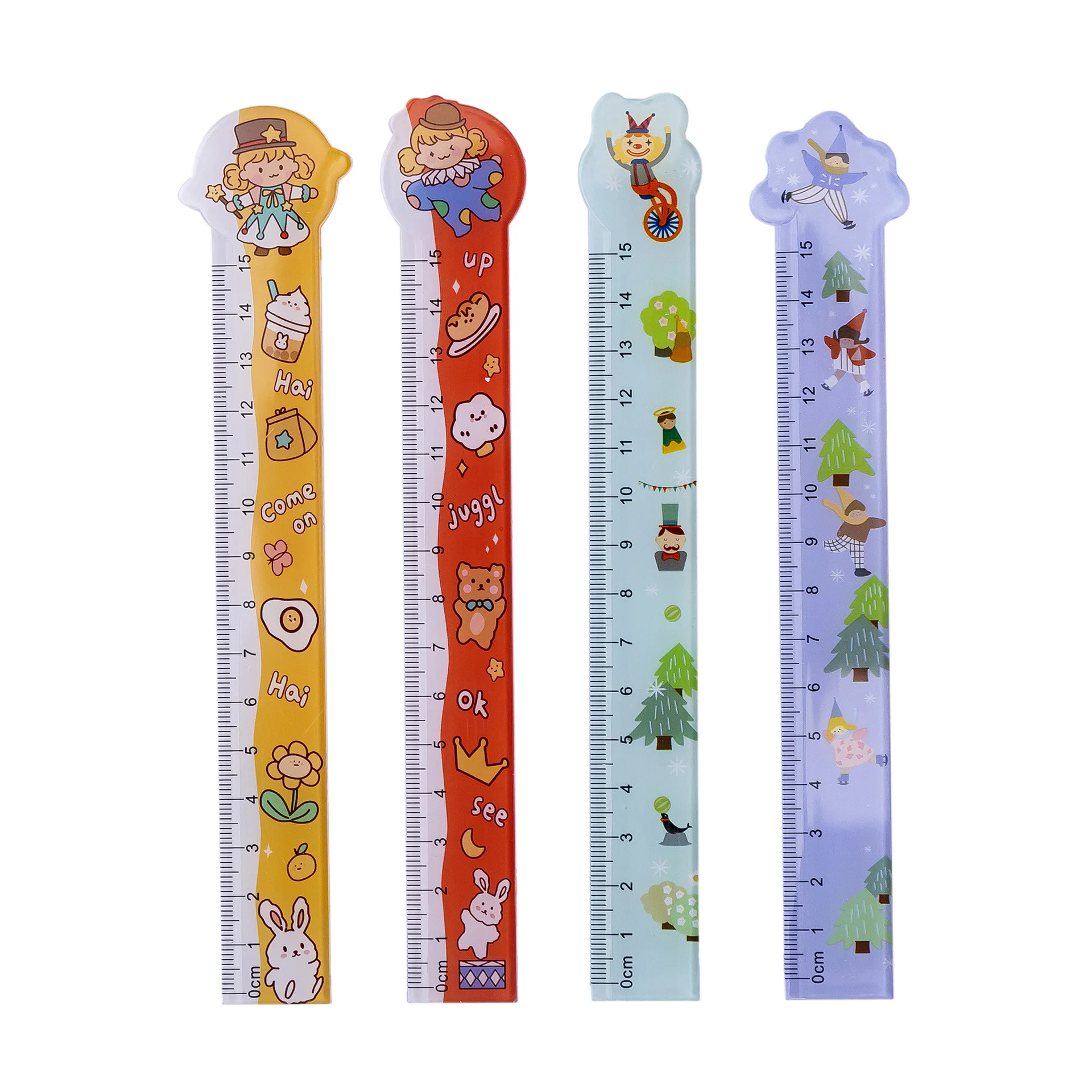 20 Pcs Cartoon Cute Acrylic Student Drawing Ruler /15cm/Creative Stationery/ Children Christmas Gift	Prize