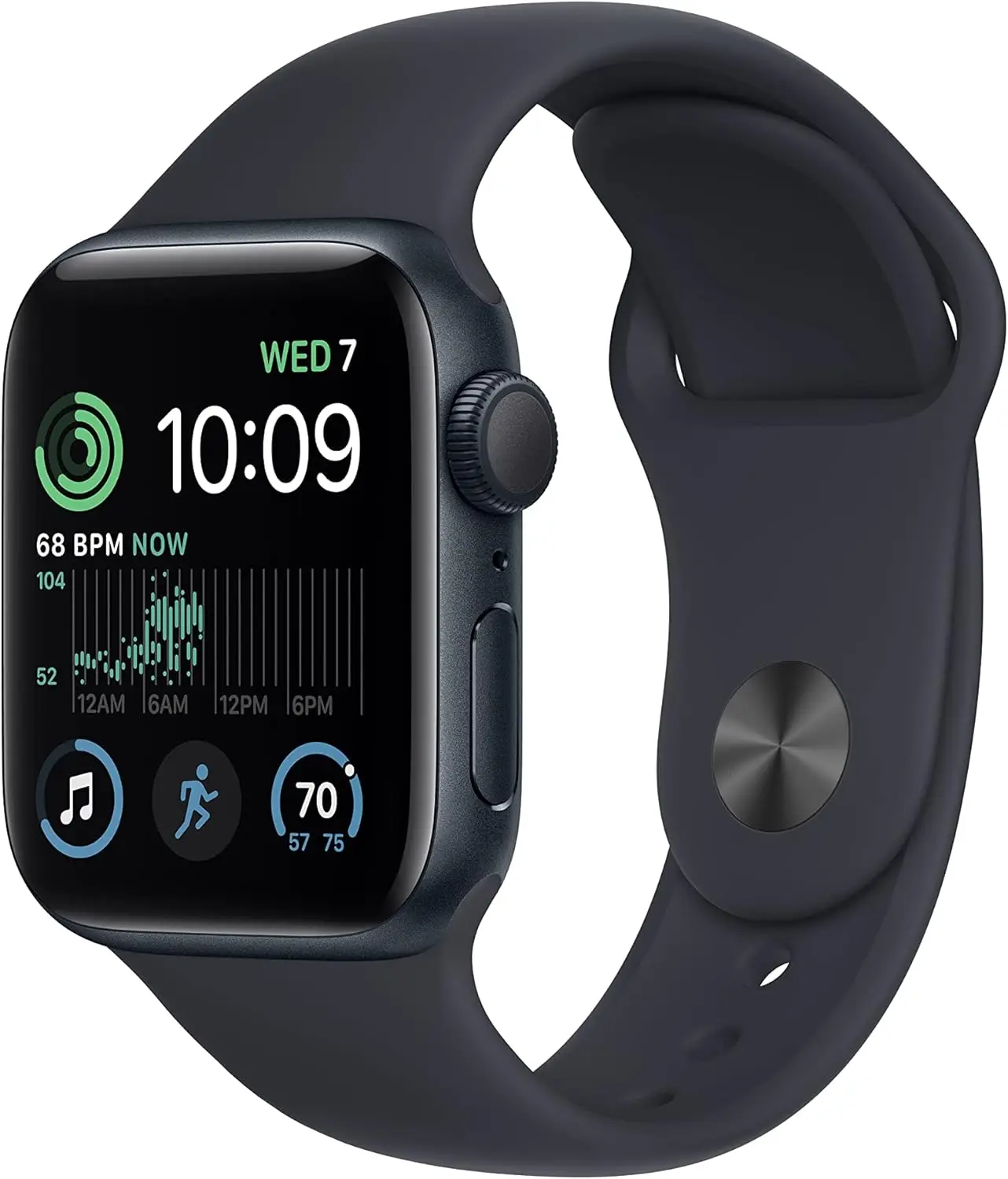 Apple Watch SE (2-е поколение) (GPS + сотовый телефон, 40 мм)-полуночная алюминиевая фотография с Полночным спортивным ремешком, M/L (Сертифицированный Восстановленный)