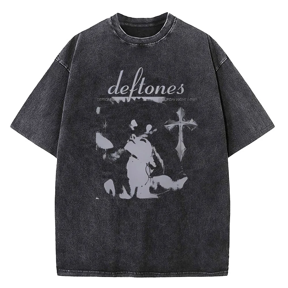 الهيب هوب ديفتونز الرجال النساء الصيف غسلها تي شيرت خمر طباعة القطن التي شيرت موضة تي شيرت الشارع الشهير للجنسين #1