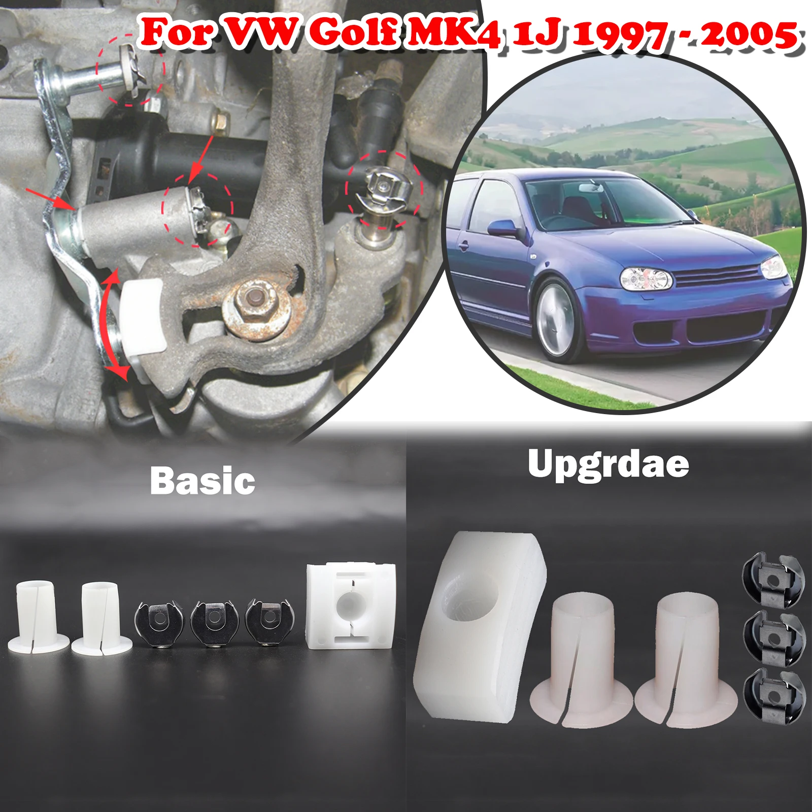 

Gear Selector Wiring Washer Shift Relay Lever Slide Shoe Bushing Bearing Kit N90815903 For VW Golf MK4 1J 1997 1998 1999 - 2005