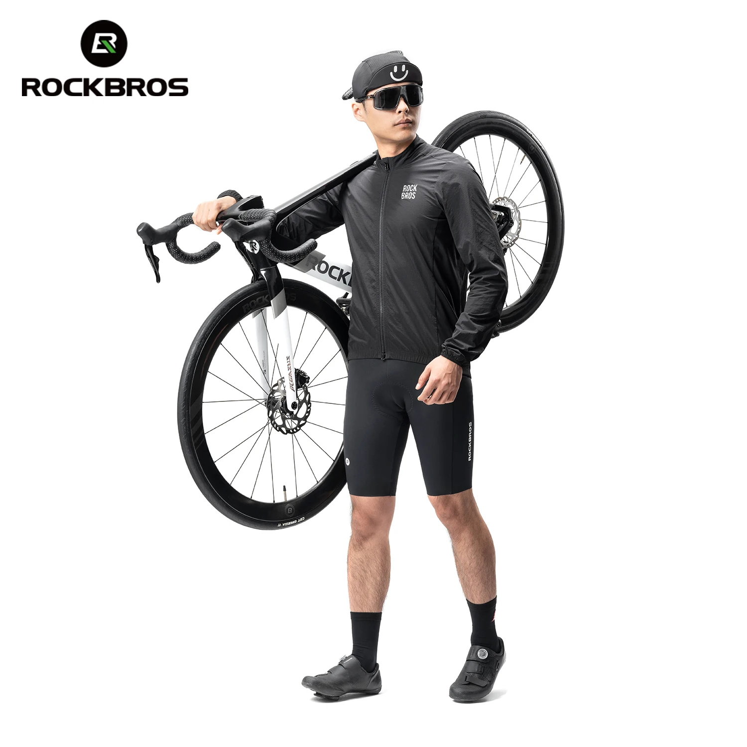 ROCKBROS Lekkie kurtki rowerowe Wiatroszczelna wiatrówka rowerowa Odblaskowa, oddychająca kurtka do biegania Płaszcz męski z zamkiem błyskawicznym YKK — zdjęcie 3