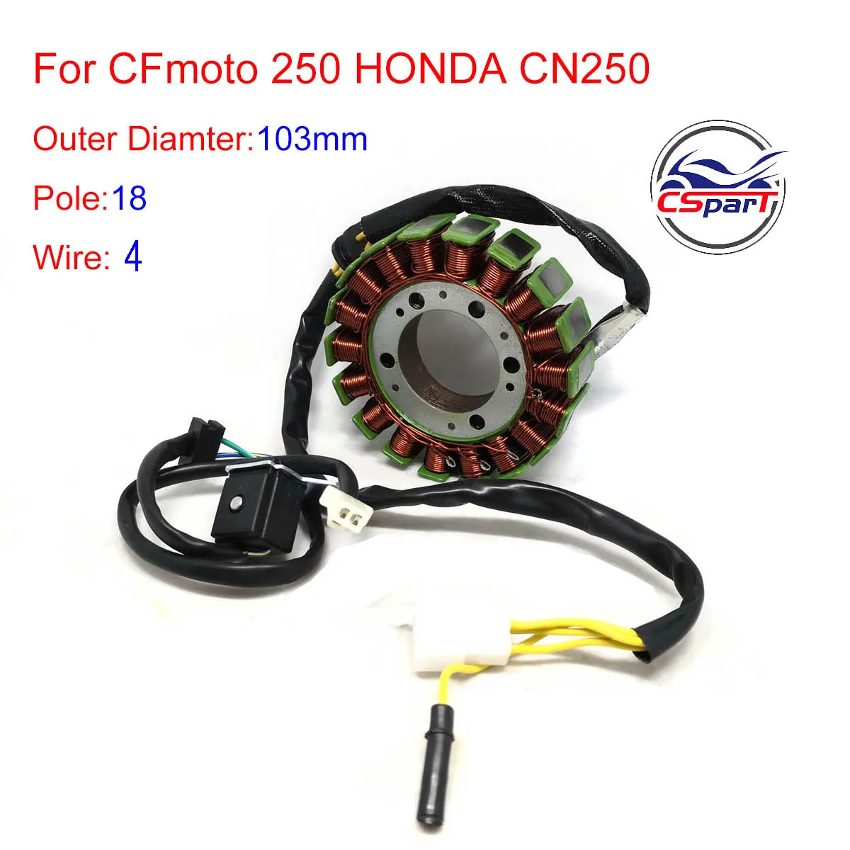 

Magneto Stator 18 Pole Coil 4 Wire With Trigger 250CC CN250 CF250 172MM Kazuma Kinroad Dune Scooter ATV Quad Go Kart Buggy Parts