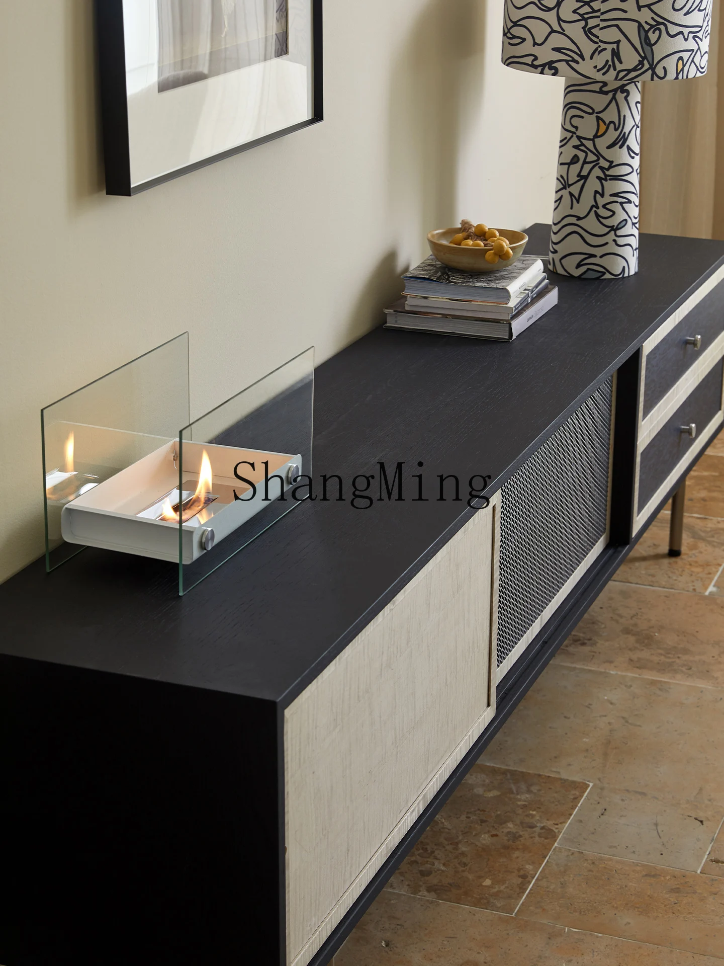 

FG solid wood storage locker integrated TV antique living room home new floor cabinet