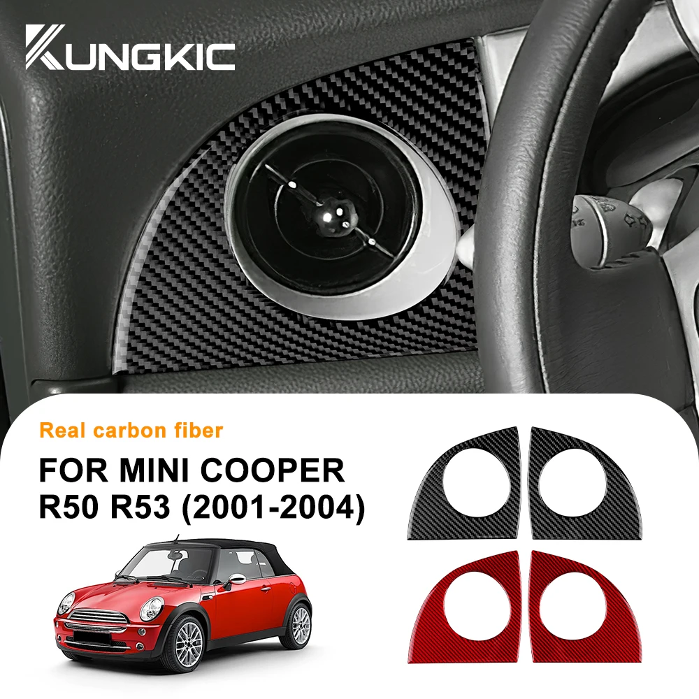 

for Mini Cooper Hatch R50 R53 2001 2002 2003 2004 Car Dashboard Console Side Air Outlet Cover Soft Carbon Fiber Trim Sticker