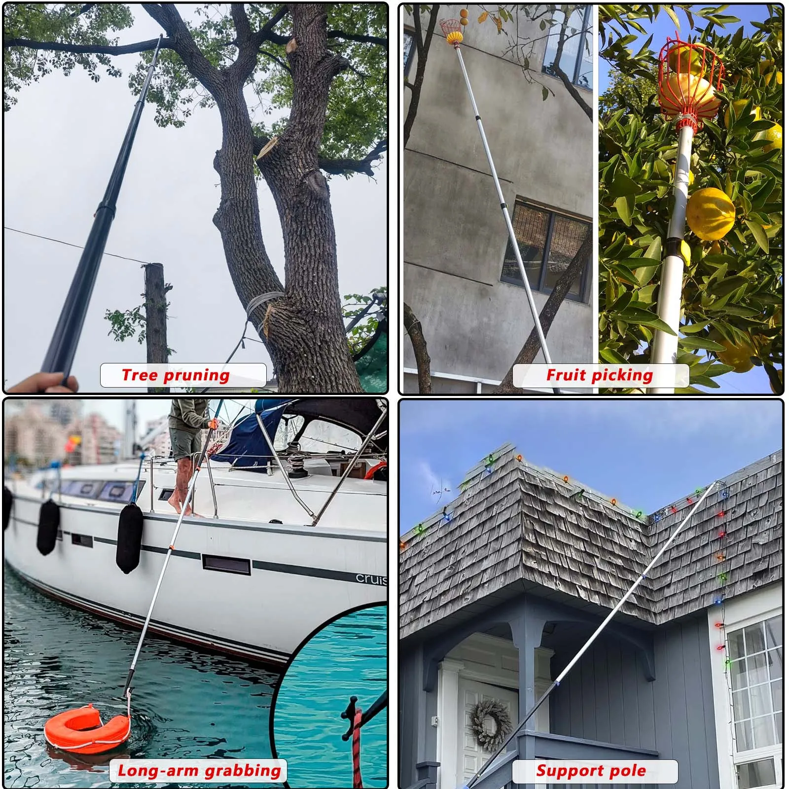 Aluminium-Verlängerungs-Teleskopstange, 12/15/20/24 Fuß, starker langer Griff, hohe Reichweite, ausziehbar, zum Malen/Reinigen/Stauben/Pflücken – Detail 6