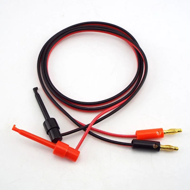 1 Pair 1M 4mm Banana Plug connectors to Hook Clip adapter electric Cable Gold Plated For Multimeter Test Leads wire red black