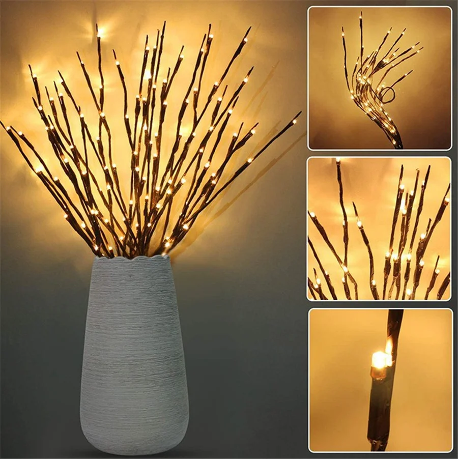 Creative LED Willow Twig Lamp Battery Box vaso Filler Tree Branch Fairy String Lights per la festa di natale Wedding Holiday Decor