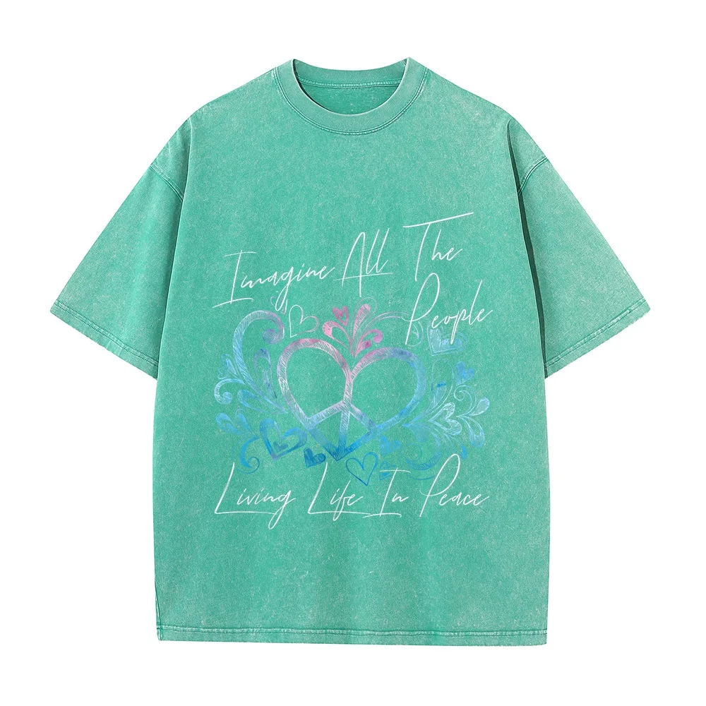 Imagine Hippie People Living Life in Peace and Love T-Shirt Y2k Футболка Original Mens T-Shirts S To 5xl T Shirt Multi Cotton