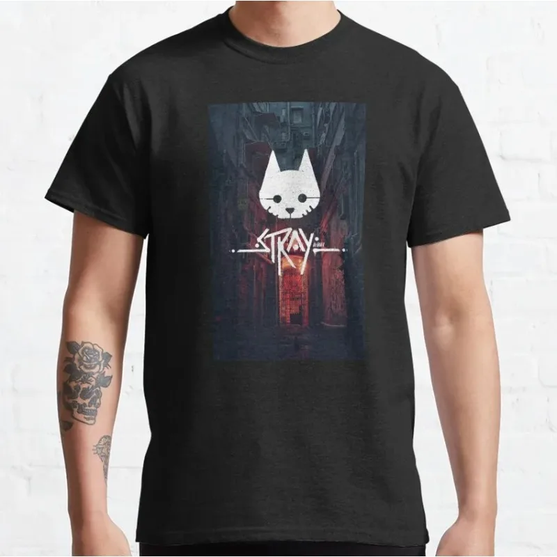

Cat Stray Game Одежда Ps4 Подарок для любителей кошек Футболка с графическим рисунком 100% хлопок Футболка больших размеров для мужчин Уличная одежда с графическим принтом