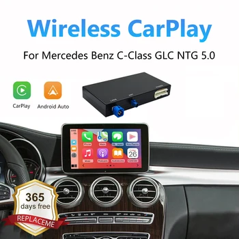 Carplay sem fio para mercedes benz 5.0 a cla gla w176 c-class w205 glc 2015-2018 com android auto espelho link airplay carro jogar