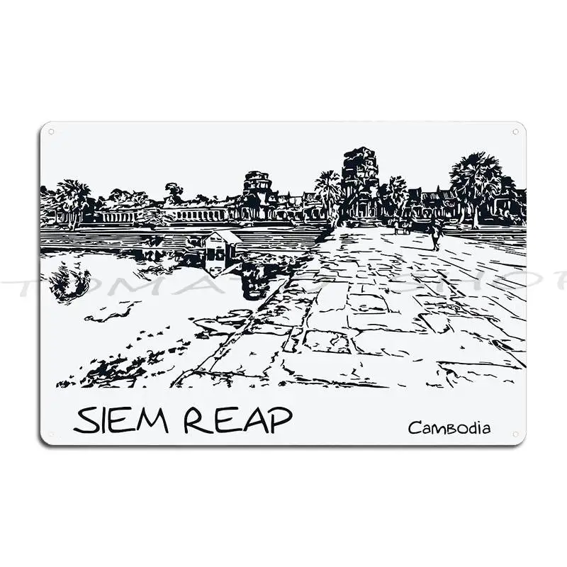 Angkor Wat Siem Reap Cambodia Metal Sign Wall Mural Wall Plaque Vintage Cave personalized  Tin Sign Poster