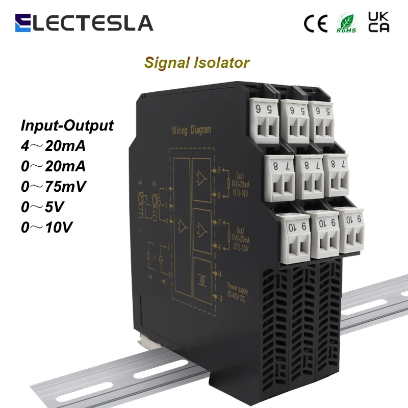 Ultrathin DC Analog Signal Isolator Current Voltage Transmitter Multi-input Multi-output 0-10V 4-20mA Isolation Sensors DC24V