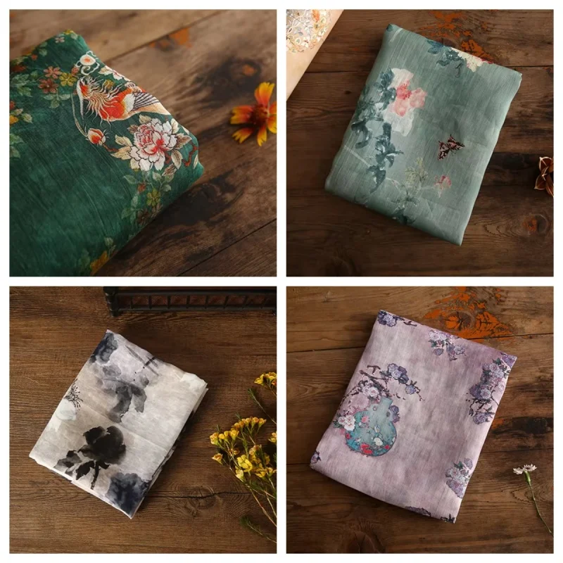 

100x140cm pure ramie printed fabric, suitable for making summer breathable shirts, dresses, and qipao products.